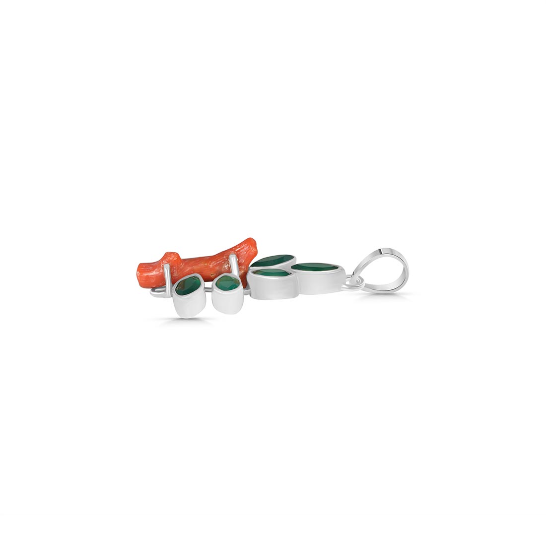 Red Coral / Green Onyx Pendant-(COR-P-95)